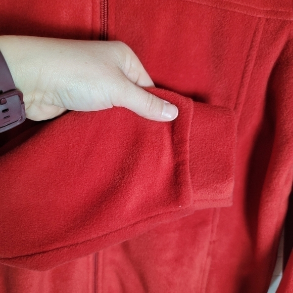 COLUMBIA RED FULL ZIP FLEECE JACKET, SZ LARGE - Picture 5 of 8